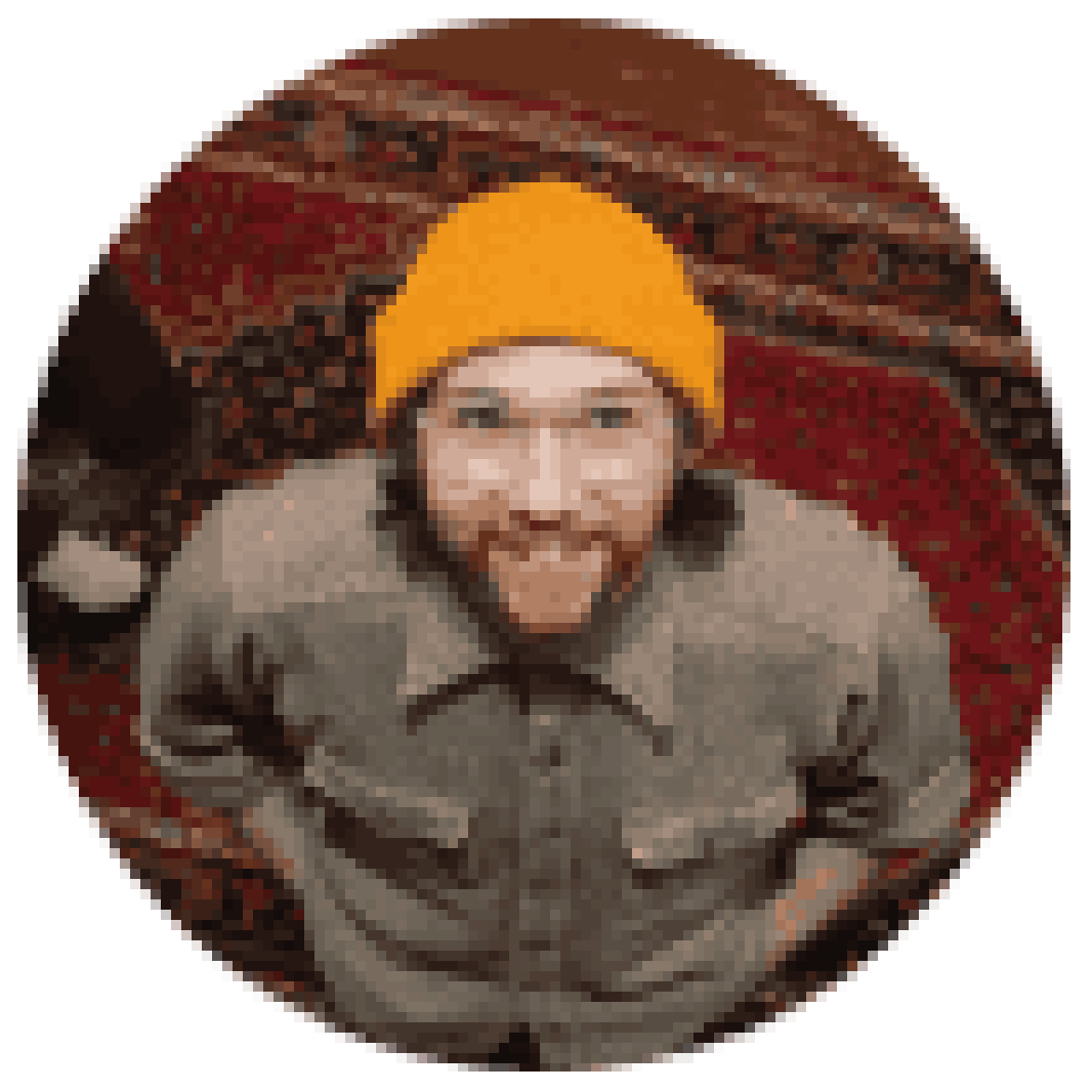 Pixelated portrait of Sam Hall